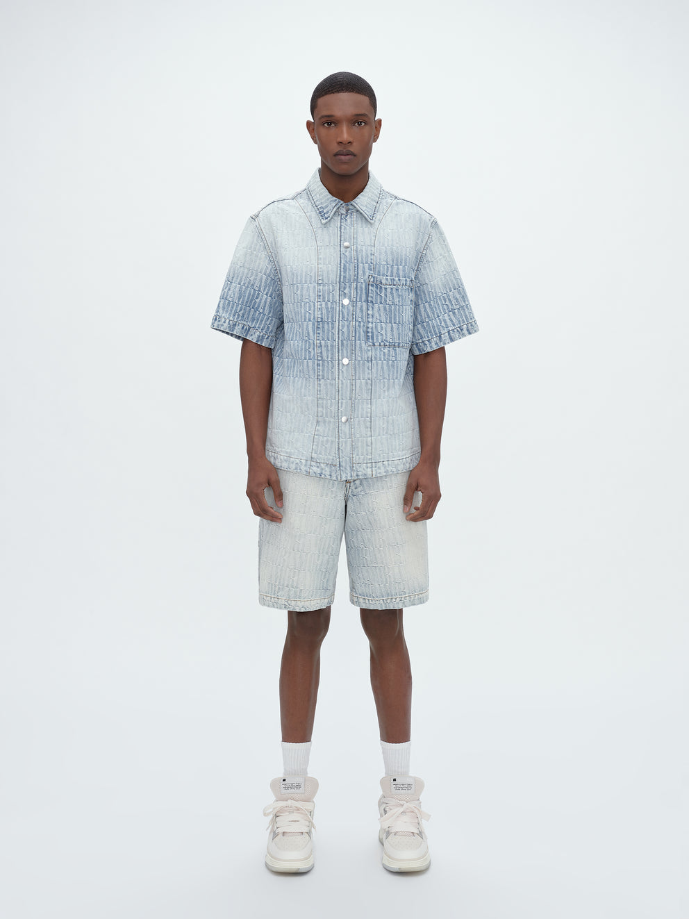 Stone Indigo Amiri JACQUARD SNAP UP SHORT SLEEVE | 091764-KNP