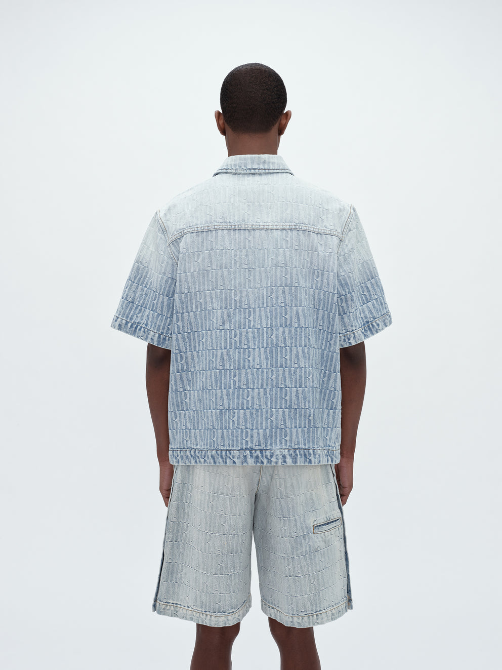 Stone Indigo Amiri JACQUARD SNAP UP SHORT SLEEVE | 091764-KNP