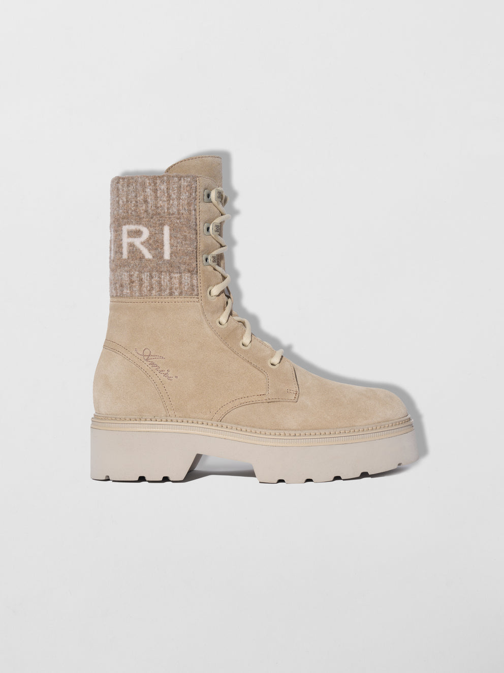 Tan Amiri KNIT LOGO COLLAR COMBAT BOOT | 842105-FBW