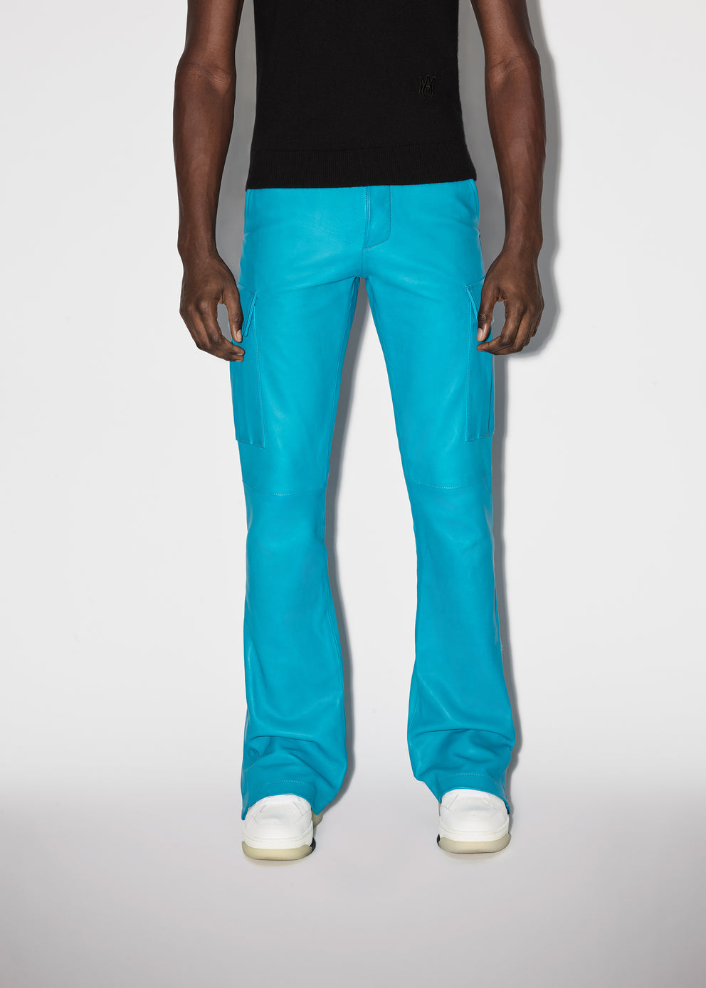 Teal Amiri LEATHER CARGO FLARE | 023814-BTR