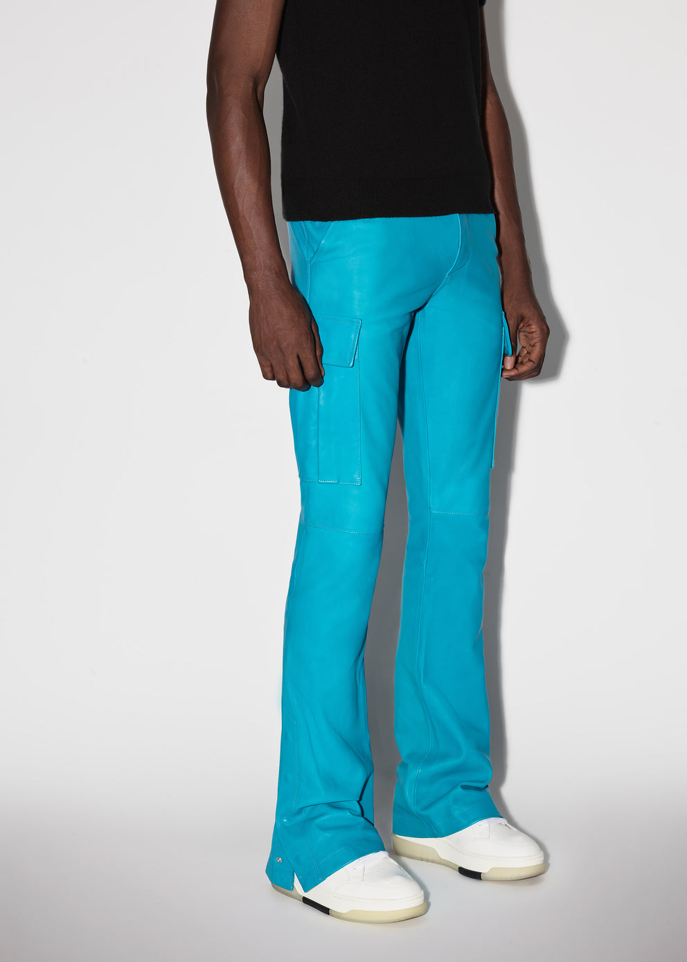 Teal Amiri LEATHER CARGO FLARE | 023814-BTR