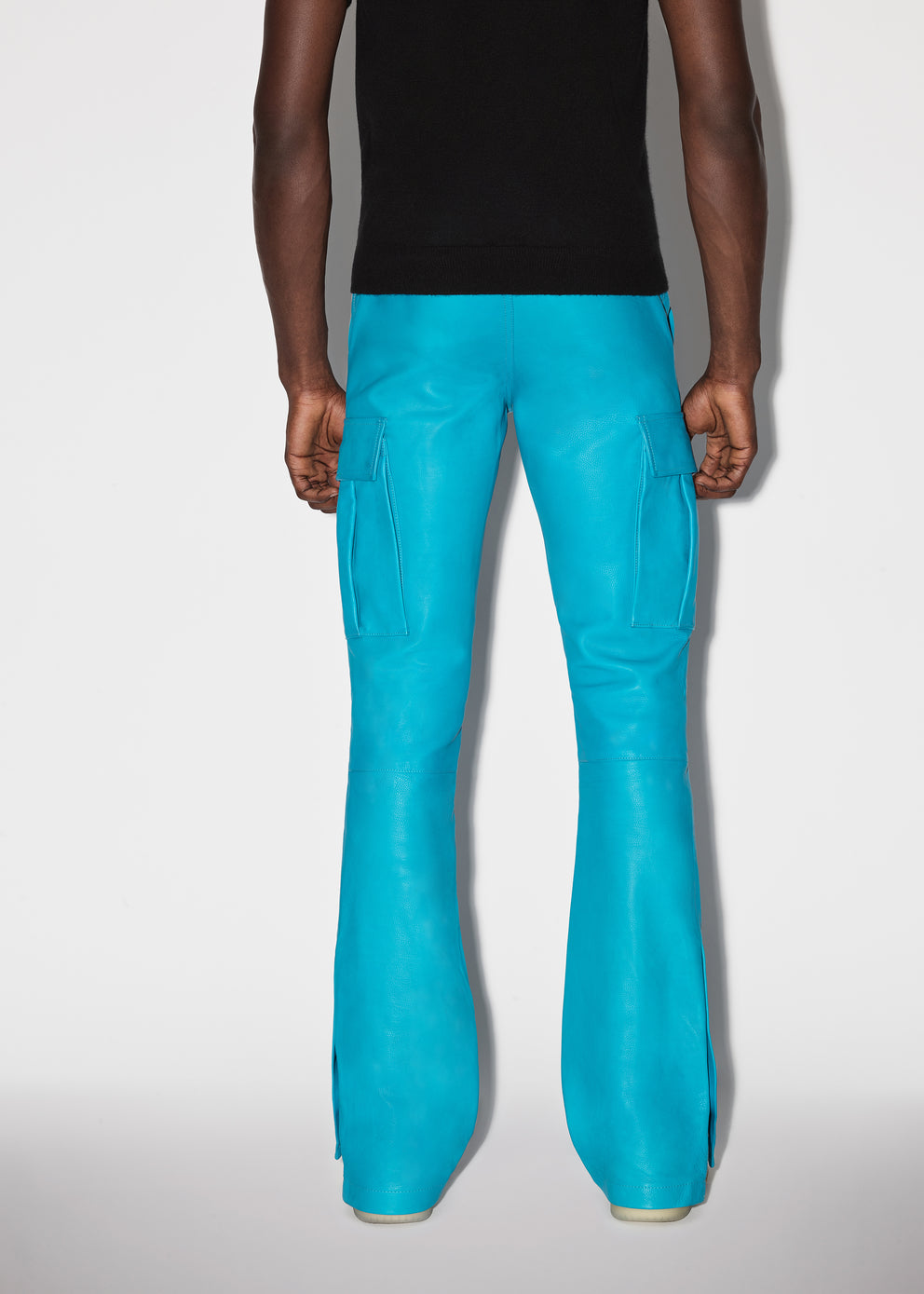 Teal Amiri LEATHER CARGO FLARE | 023814-BTR