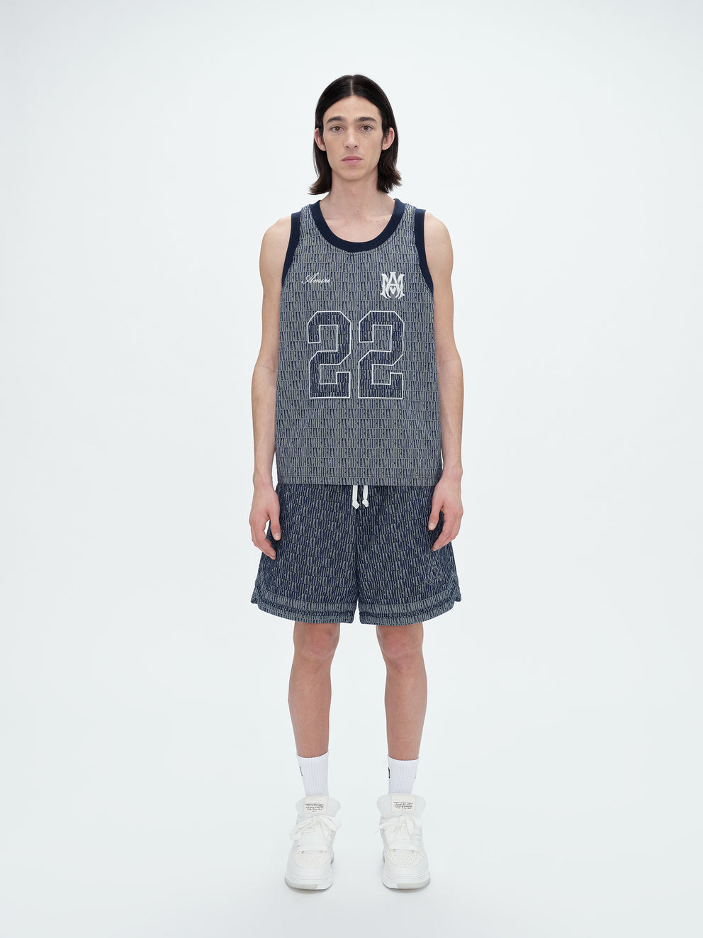 Washed Indigo Amiri JACQUARD BBALL JERSEY | 145728-WBL