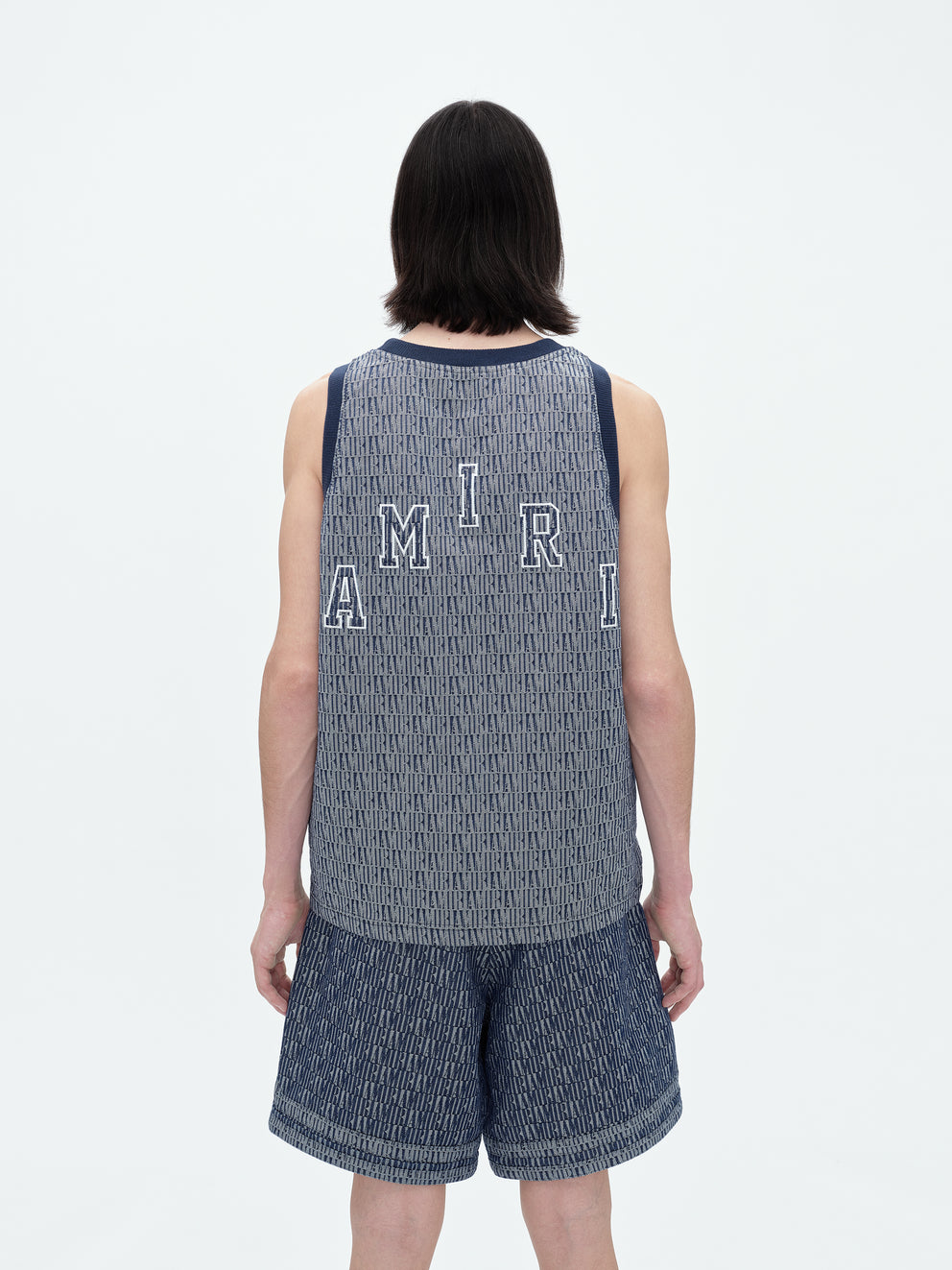 Washed Indigo Amiri JACQUARD BBALL JERSEY | 145728-WBL