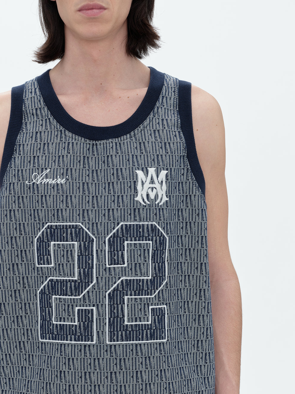 Washed Indigo Amiri JACQUARD BBALL JERSEY | 145728-WBL