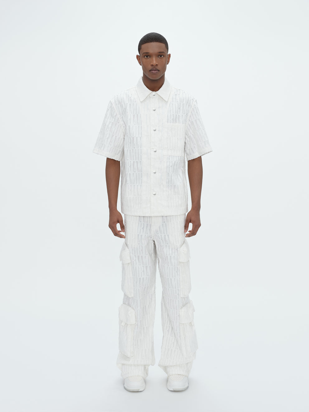 White Amiri BURNOUT BOWLING SHIRT | 203978-QCX