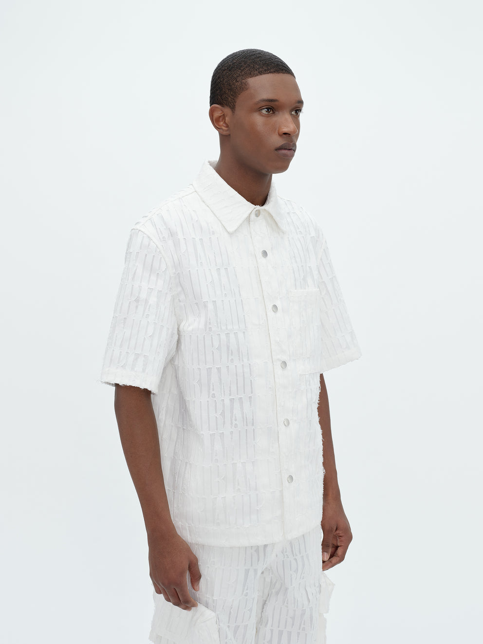 White Amiri BURNOUT BOWLING SHIRT | 203978-QCX