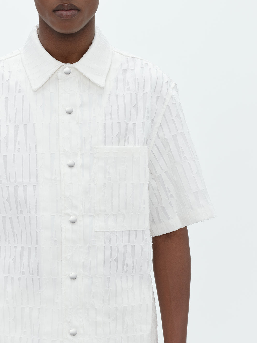 White Amiri BURNOUT BOWLING SHIRT | 203978-QCX