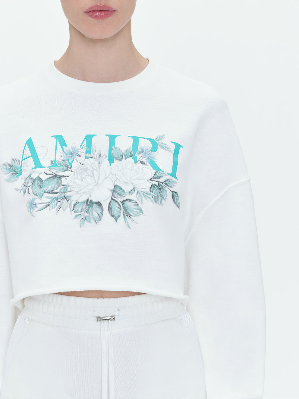 White Amiri FLORAL CROPPED CREWNECK | 395210-IRD