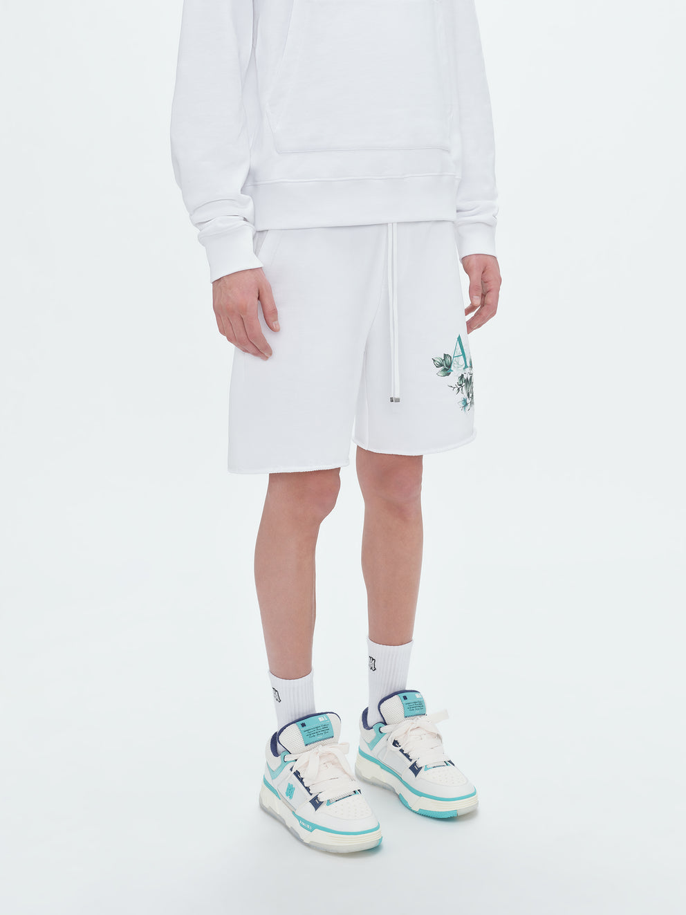 White Amiri FLORAL LOGO SHORT | 762409-ZUM