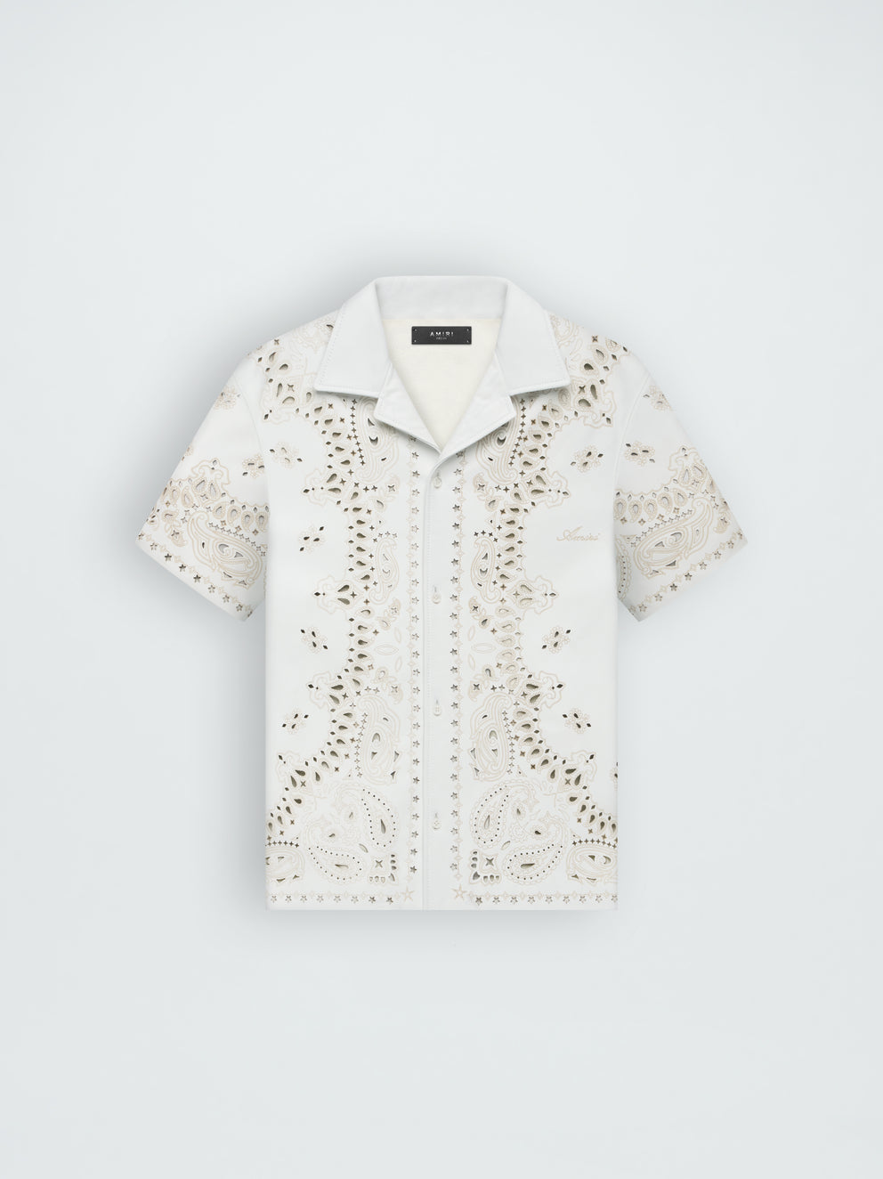 White Amiri LEATHER BANDANA SHIRT | 543691-PZM