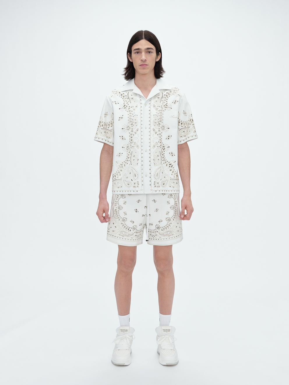 White Amiri LEATHER BANDANA SHIRT | 839702-NGV