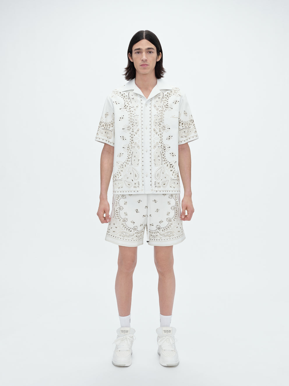 White Amiri LEATHER BANDANA SHORT | 412537-WVM