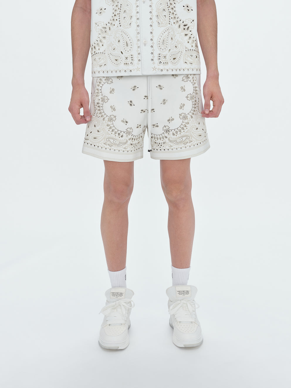 White Amiri LEATHER BANDANA SHORT | 412537-WVM