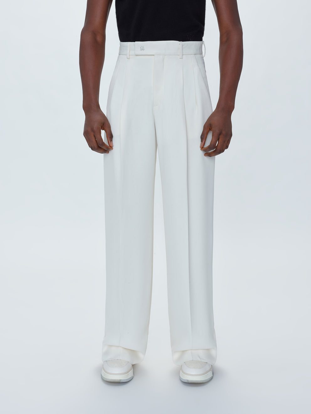 White Amiri VISCOSE DOUBLE PLEATED TROUSERS | 768502-RQI