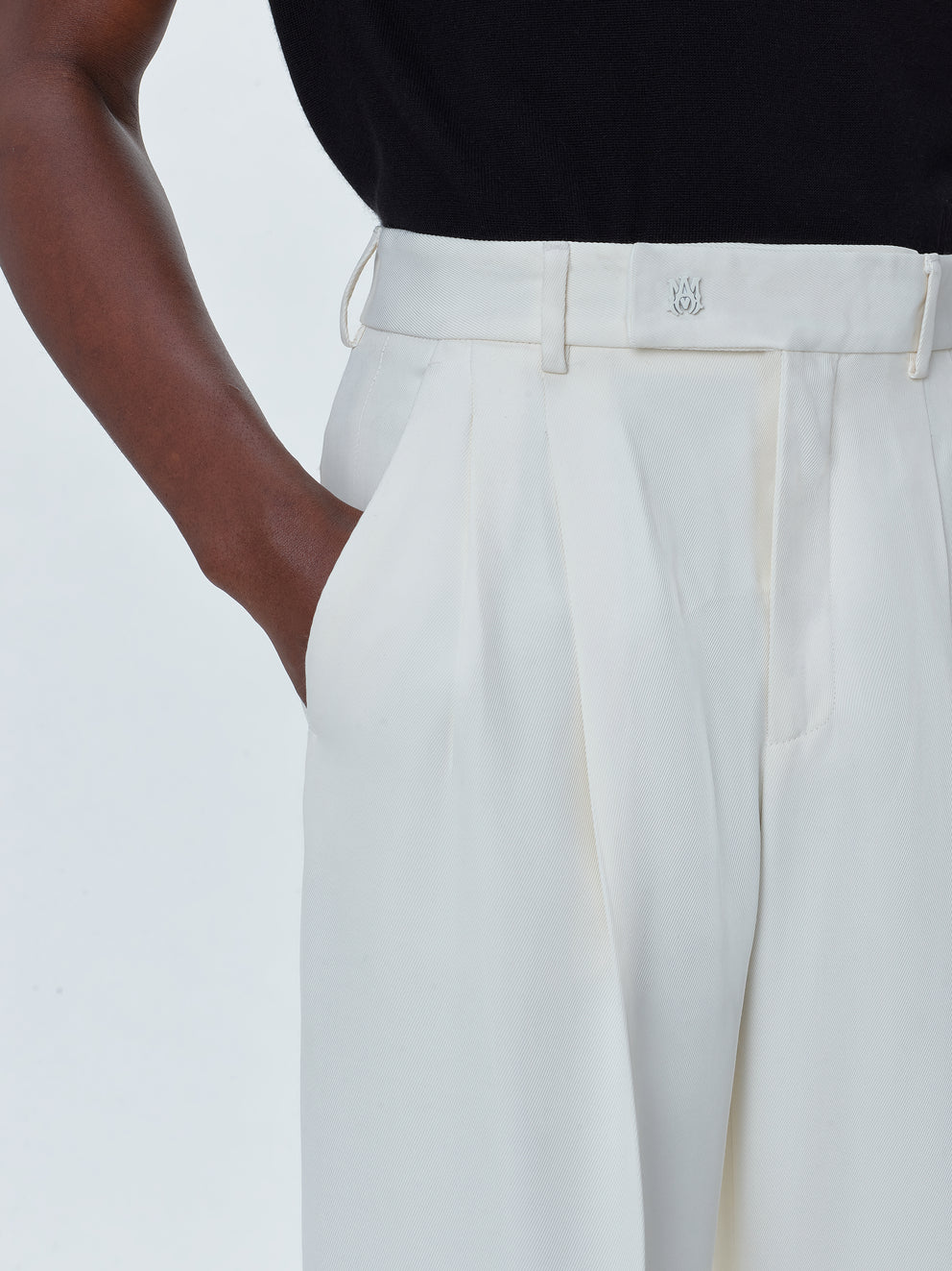 White Amiri VISCOSE DOUBLE PLEATED TROUSERS | 768502-RQI